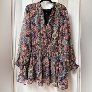 June & Vie Women’s Smocked Georgette Tunic Top Dress Size 2X